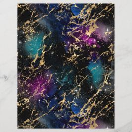 Zwart Blauwgroen marmer Galaxy Scrapbook Papierbla