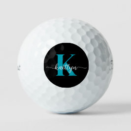 Zwart Blauwgroen monogram Golfballen