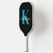 Zwart Blauwgroen monogram Pickleball Paddle (Links)