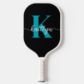 Zwart Blauwgroen monogram Pickleball Paddle (Achterkant)