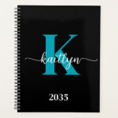 Zwart Blauwgroen monogram Planner (Voorkant)