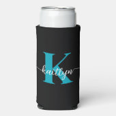 Zwart Blauwgroen monogram Seltzer Blikjeskoeler (Seltzer Voorkant)