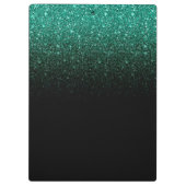 Zwart blauwgroen ombre glitter schittert Monogram Klembord (Achterkant)