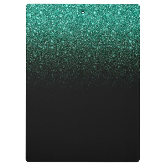 Zwart blauwgroen ombre glitter schittert Monogram Klembord (Achterkant)