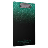 Zwart blauwgroen ombre glitter schittert Monogram Klembord (Rechts)