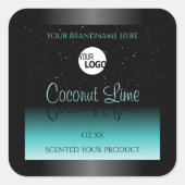 Zwart Blauwgroen Ombre Product Labels Zachte Glitt (Voorkant)