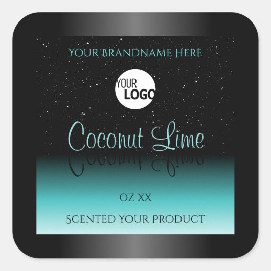 Zwart Blauwgroen Ombre Product Labels Zachte Glitt (Voorkant)