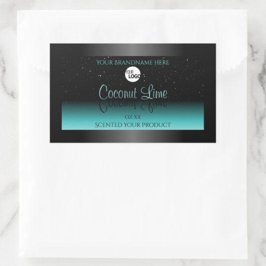 Zwart Blauwgroen Ombre Product Labels Zachte Glitt (Tas)