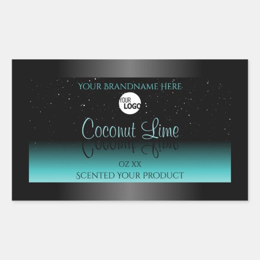 Zwart Blauwgroen Ombre Product Labels Zachte Glitt (Voorkant)