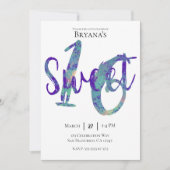 Zwart Blauwgroen Paarse Goud Sweet 16 Verjaardagsf Kaart (Voorkant)