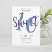 Zwart Blauwgroen Paarse Goud Sweet 16 Verjaardagsf Kaart (Staand voorkant)