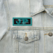Zwart & Blauwgroen Polka Dot Monogram: Wit Handges Naamplaatje (In situ)