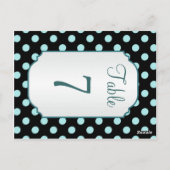 Zwart blauwgroen polka dot Tafelnummer Briefkaart (Achterkant)