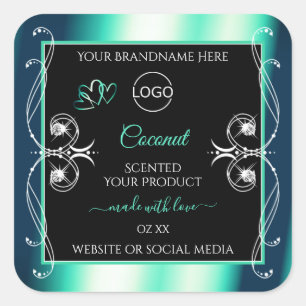 Zwart Blauwgroen product Labels diamanten hart en 