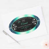 Zwart Blauwgroen product Labels diamanten hart en  (Envelop)
