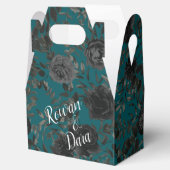 Zwart Blauwgroen Roos Gothic Elegant Wedding Bedankdoosjes (Geopend)