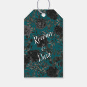 Zwart Blauwgroen Roos Gothic Elegant Wedding Cadeaulabel (Voorkant)