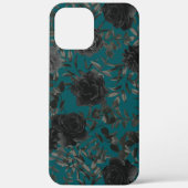 Zwart Blauwgroen Roos Gothic Elegant Wedding Case-Mate iPhone Case (Achterkant)