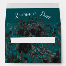 Zwart Blauwgroen Roos Gothic Elegant Wedding
