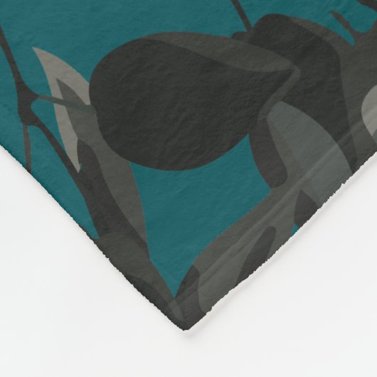 Zwart Blauwgroen Roos Gothic Elegant Wedding Fleece Deken (Hoek)