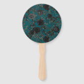 Zwart Blauwgroen Roos Gothic Elegant Wedding Handwaaier (Achterkant)