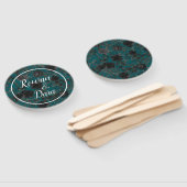 Zwart Blauwgroen Roos Gothic Elegant Wedding Handwaaier (Niet-gemonteerd)