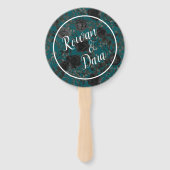 Zwart Blauwgroen Roos Gothic Elegant Wedding Handwaaier (Voorkant)