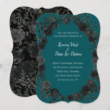 Zwart Blauwgroen Roos Gothic Elegant Wedding