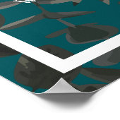 Zwart Blauwgroen Roos Gothic Elegant Wedding Poster (Hoek)