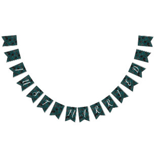 Zwart Blauwgroen Roos Gothic Elegant Wedding Vlaggetjes