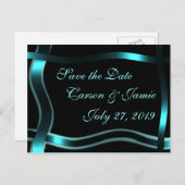 Zwart & Blauwgroen Save-the-Date Invitation aanpas Aankondigingskaart (Voorkant / Achterkant)