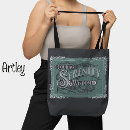 Zwart Blauwgroen  Stijl Serenity Prayer Tote Bag