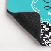 Zwart Blauwgroen Stip Damask Persoonlijk Muismat (Hoek)