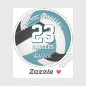 Zwart blauwgroen volleybal Meisjes Jongens Team Kl Sticker (Vel)