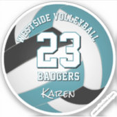 Zwart blauwgroen volleybal Meisjes Jongens Team Kl Sticker (Voorkant)