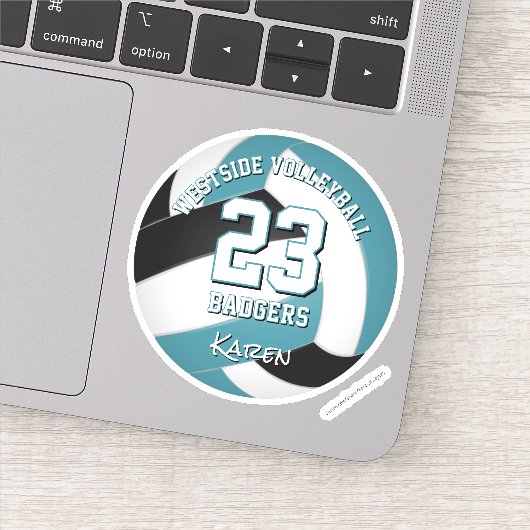 Zwart blauwgroen volleybal Meisjes Jongens Team Kl Sticker (Detail)