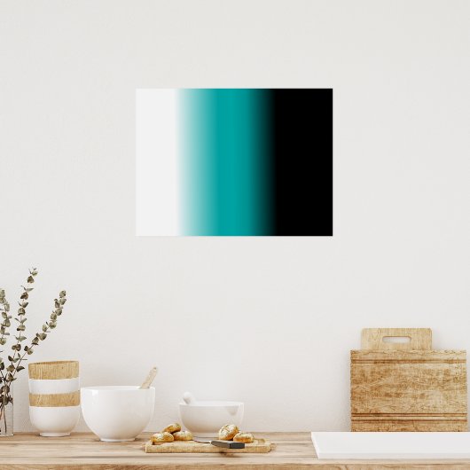 Zwart Blauwgroen witte ombre Poster (Keuken)