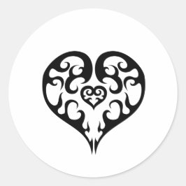 Zwart Blazing Heart Embleem Design Ronde Sticker