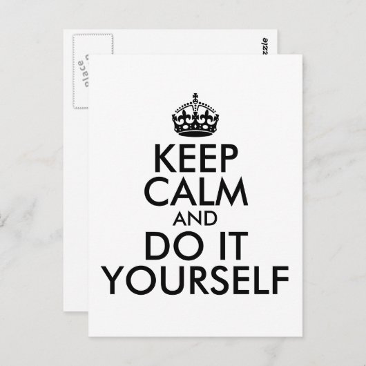 Zwart Blijf kalm en doe het zelf Briefkaart (Voorkant / Achterkant)