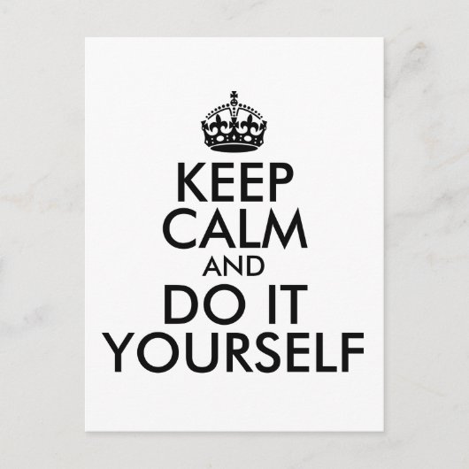 Zwart Blijf kalm en doe het zelf Briefkaart (Voorkant)