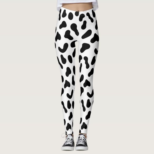 Zwart Blobs Vlak Patroon Leggings (Voorkant)