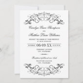 zwart bloeien wit bruiloft kaart (Voorkant)