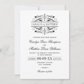 zwart bloeien wit bruiloft kaart (Voorkant)