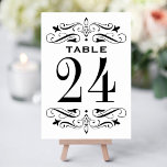 zwart bloeien wit bruiloft kaart<br><div class="desc">stijl trouwtafel nummerkaarten zijn voorzien van zwarte decoratieve wervelingen en bloeit aan beide zijden van de kaart. Personaliseer elke tafel nummerkaart die u nodig hebt en voeg elk afzonderlijk toe aan uw winkelwagentje.</div>
