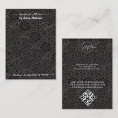 Zwart Bloem Logo QR Code Ketting Oorbel Sieraden Visitekaartje (Voorkant / Achterkant)