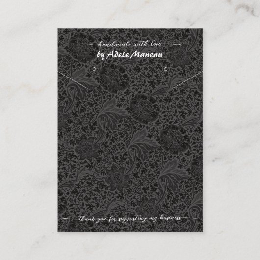 Zwart Bloem Logo QR Code Ketting Oorbel Sieraden Visitekaartje (Voorkant)