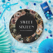 Zwart & Bloem Sweet Sixteen | Elegante verjaardag Papieren Bordje (Feest)