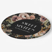 Zwart & Bloem Sweet Sixteen | Elegante verjaardag Papieren Bordje (Gekanteld)