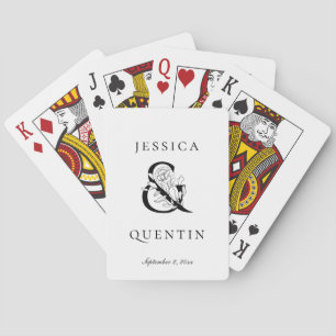 Zwart Bloemen Ampersand bruiloft gunst Pokerkaarten