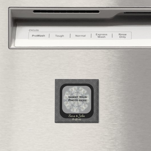 Zwart Bloemen Bewaar de datum Bruiloft Magnet (Insitu (Vaatwasser))